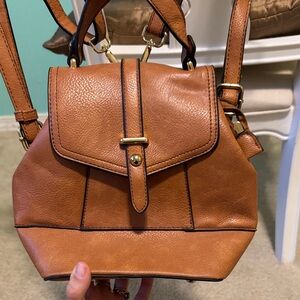 Tan Vegan Leather Women's Small Backpack